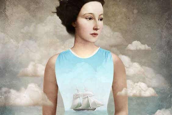mujer con barco en el pecho simbolizando una conciencia tranquila