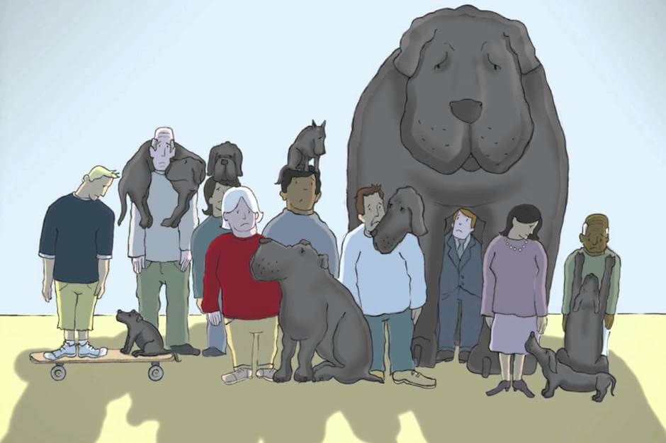 Persona-con-perro-negro