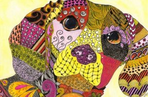 Zentangle de perro en color