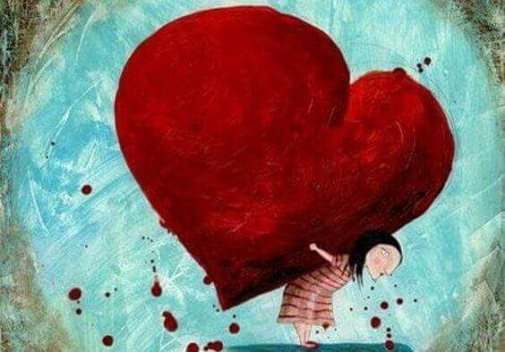 Chica cargando con un corazón