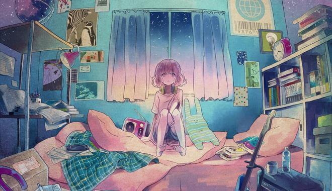 niña en una habitación en desorden