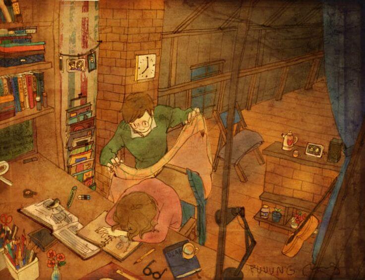 Hombre tapando a su pareja para que no tenga frío