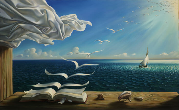 libros volando representando la creatividad