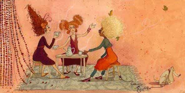 Mujeres reunidas tomando café