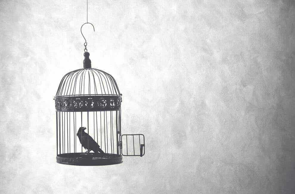 Pájaro en jaula simbolizando a Kingsley Hall