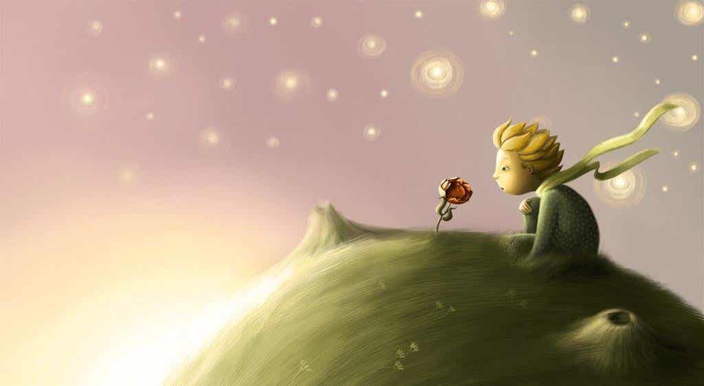 Little prince with rose