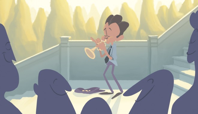 Hombre tocando una trompeta