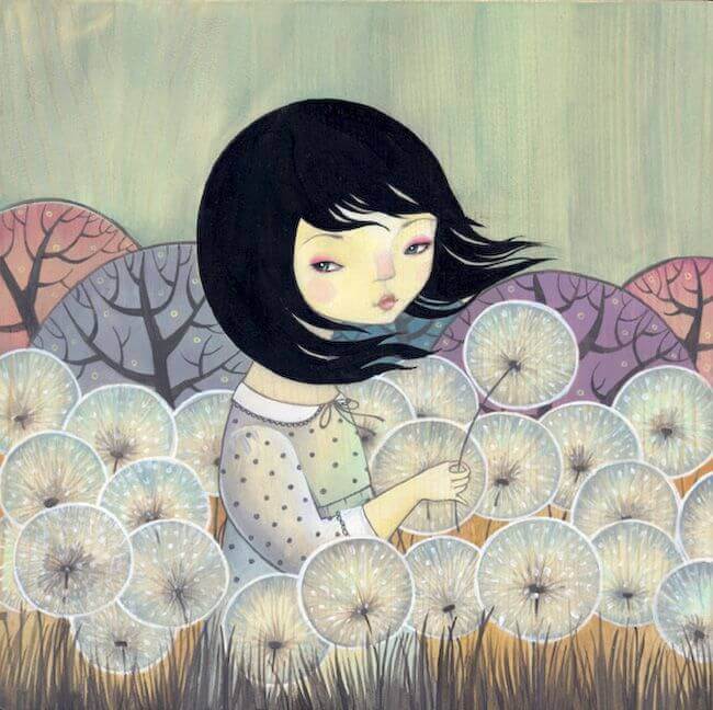 Niña con diente de león
