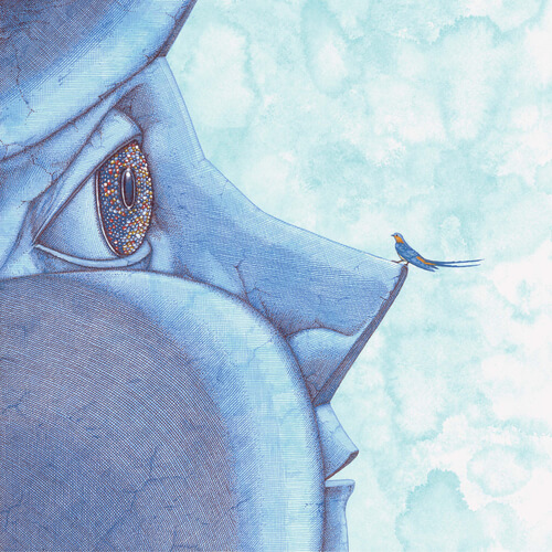 Príncipe con una golondrina en su nariz