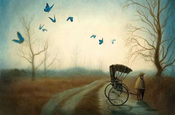 camino con mariposas