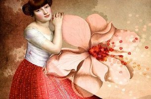 mujer con flor