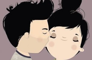 pareja besándose