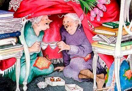ancianas tomando café
