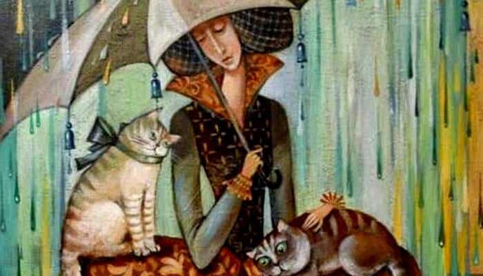 Mujer con gatos