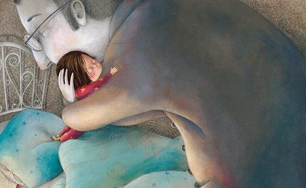 padre abrazando a su hija