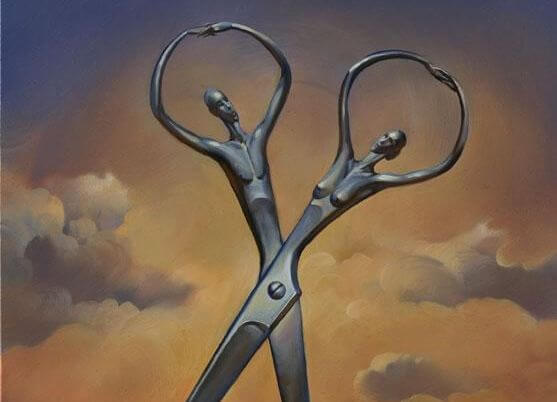 Tijeras en forma de hombre y mujer