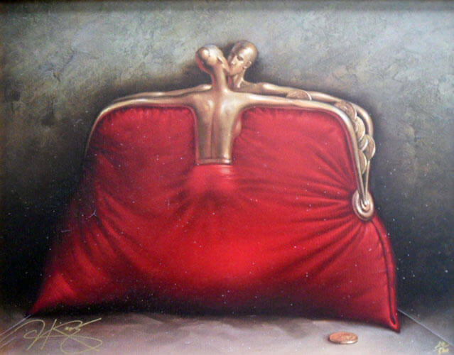 monedero en forma de pareja simbolizando la unión de hombres y mujeres