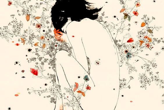 femme avec des fleurs
