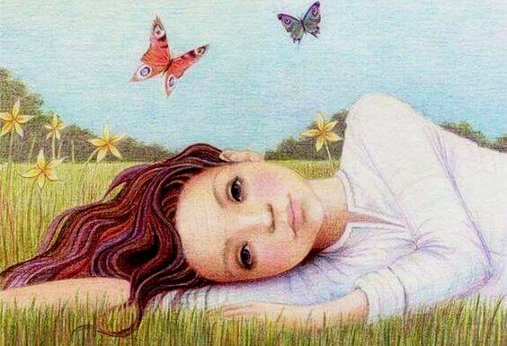 mujer con mariposas