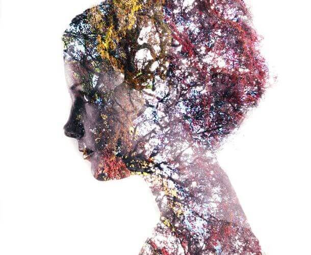 Perfil femenino con naturaleza