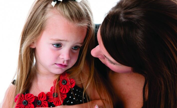 mom talking to daughter