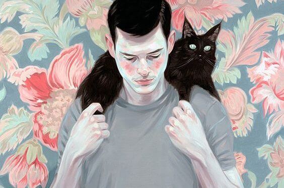 hombre con gato asexualidad