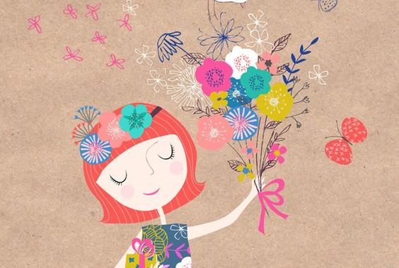 mujer con flores