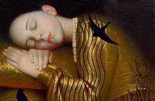 mujer con golondrina