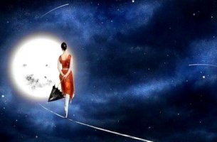 mujer en la luna