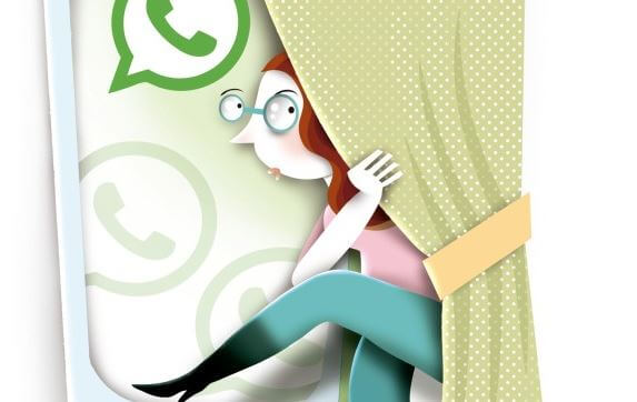 Vrouw verstopt zich voor WhatsApp