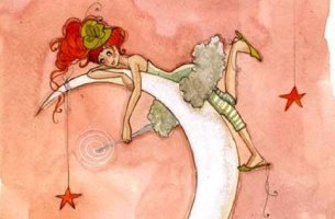 Mujer sobre la luna representando que todo lo bueno te siga