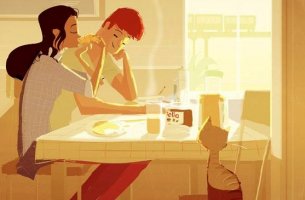 pareja desayunando