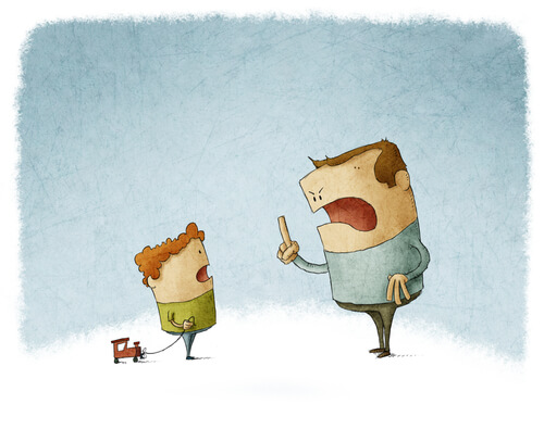 Padre diciendo no a su hijo