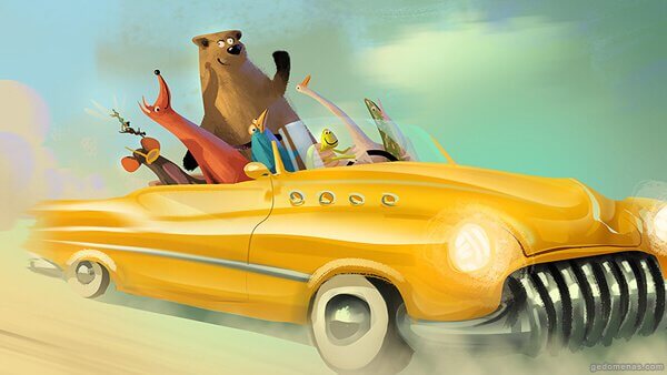 Animales en un coche