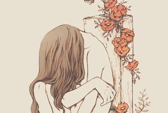 chica encorvada con la necesidad de pensar