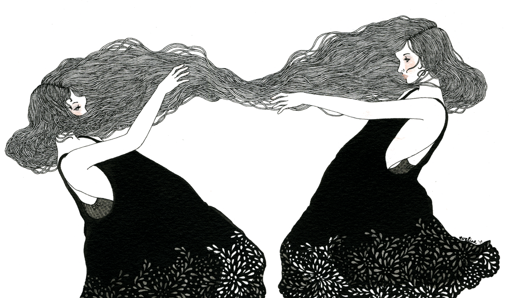 chicas introvertidas cogidas de la mano