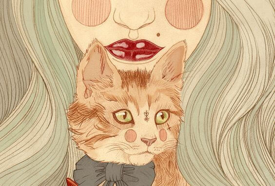 mujer con gato