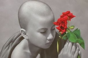 niño con flor