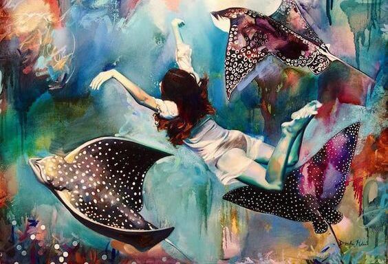 girl with sting rays