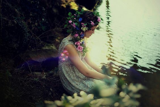 mujer flores