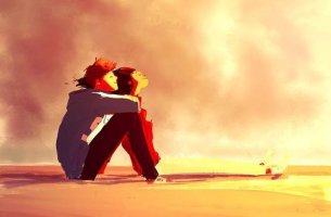 pareja amanecer