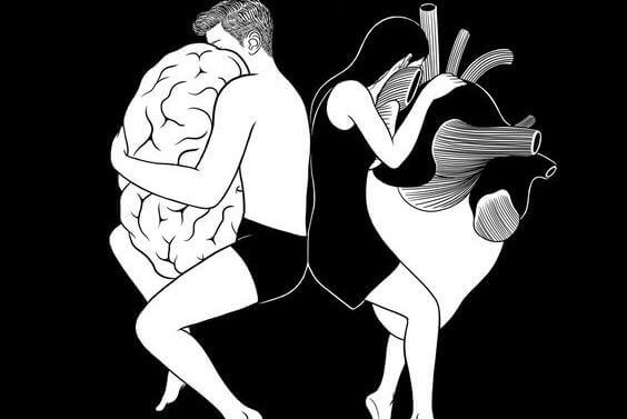 Pareja con corazón y cerebro