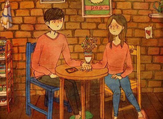 pareja de la mano que emoieza a hablar