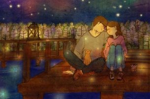 Pareja representando cómo se hace el amor