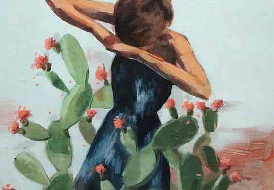 woman and cactus