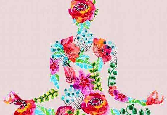 flower woman meditating