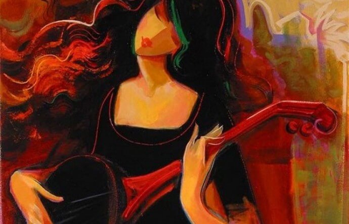 woman playing guitar