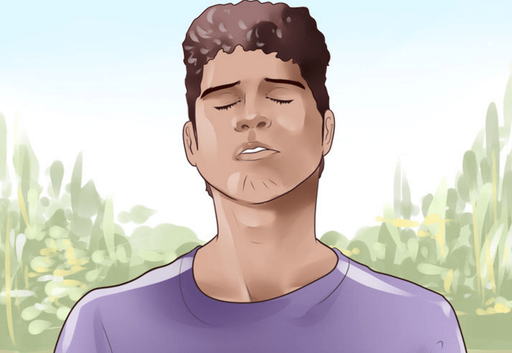 man with eyes closed
