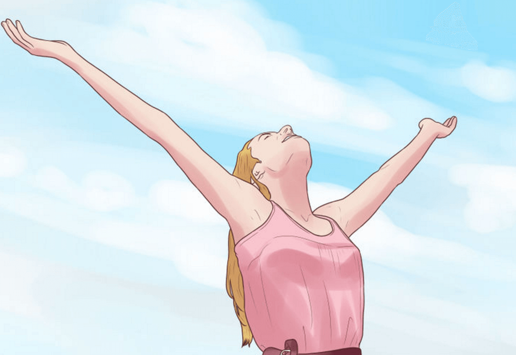 woman with arms open