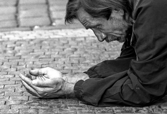 man begging